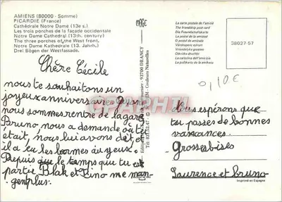 Amiens - Katedra Notre-Dame — fasada zachodnia — wydawca drukarnia w Hiszpanii — Rewers