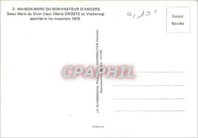 Sor María del Corazón Divino — Beatificada el 1° de noviembre de 1975 — J.P. RAIMONDEAU, Noirmoutier, serie 77/145 — Reverso