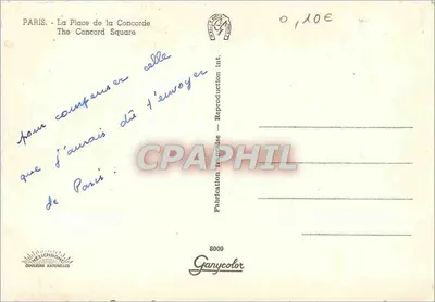 Place de la Concorde — Paryż — wydawca Ganycolor, nr 8009 — Rewers