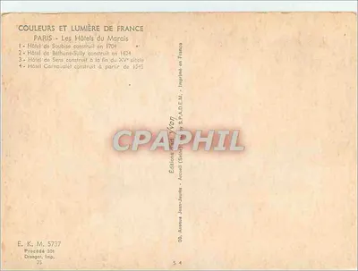 Hotele w Marais — Paryż — Éditions Jean-Jaurès — Rewers