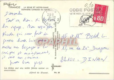 Notre-Dame e a Seine em Paris — vista do ponte — Livraria Hachette, PA 36 — Verso