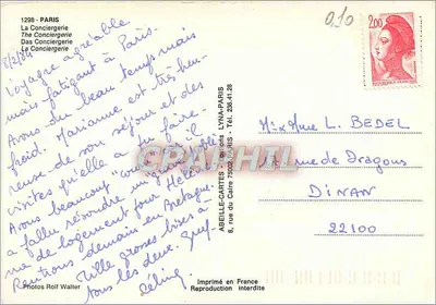 Pont Neuf — widok na budynki Conciergerie i Sądu Powszechnego — wydawca Lyna — Rewers