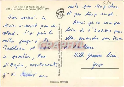 Ópera de Paris — Académie Nationale de Musique — Edições GUY, n° 5102 — Verso