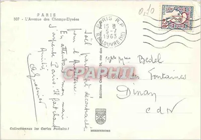 Paris - Avenida dos Campos Elísios — vista aérea — Éditions Mexichrome, n°507 — Verso
