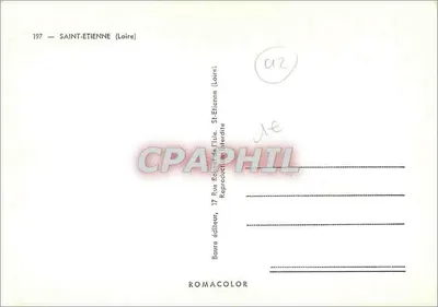 Saint-Étienne — Widok panoramiczny z kościołem, ratuszem, ogród prefektury i centrum miasta — wydawnictwo Baure — Rewers