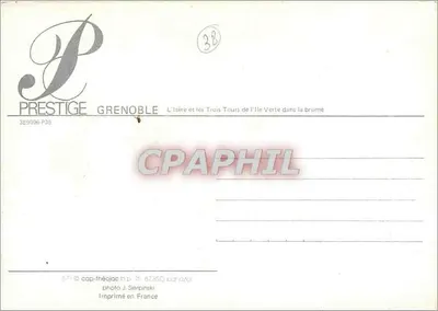 L'Isère e as Três Torres da Ilha Verde na névoa — Prestige Grenoble, n° 389096-P35 — Verso