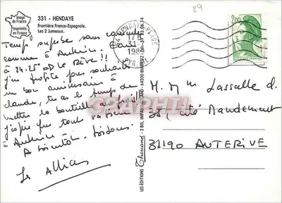 Les 2 Jumeaux — Granica francusko- Hiszpańska — Wydawnictwo Chéouand, nr 331 — Rewers
