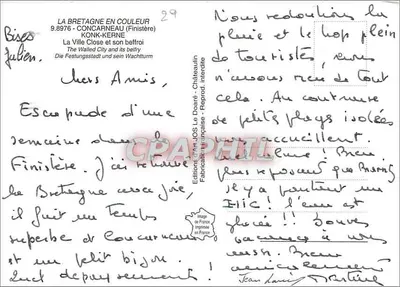 Concarneau — La Ville Close et son beffroi — Éditions JOS Le Doaré — Verso