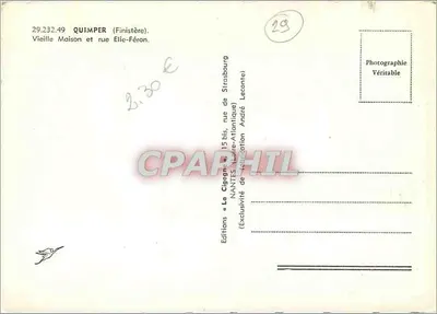 Quimper (Finistère) — Velha casa e rua Elie-Féron — Edições André Leconte — Verso