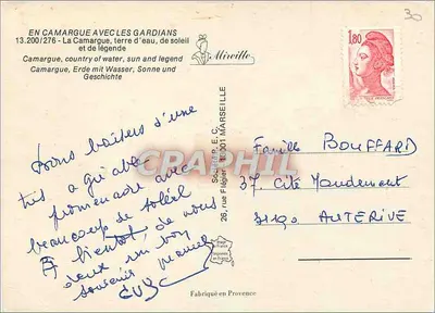 Camargue — Lembrete da Camargue — Editor: Miriville — Verso