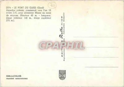 Il Pont du Gard — acquedotto romano — Éditions Rella, n° 2574 — Verso