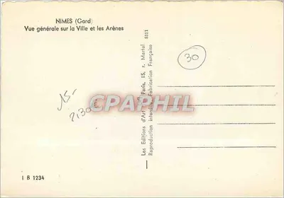 Nîmes (Gard) — Ogólny widok miasta i Areny — Les Éditions d'Art, Paryż — Rewers