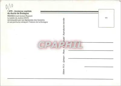 Sejm Bretanii — Rennes — Wydanie YCA - Y. K. Caouadal — Rewers