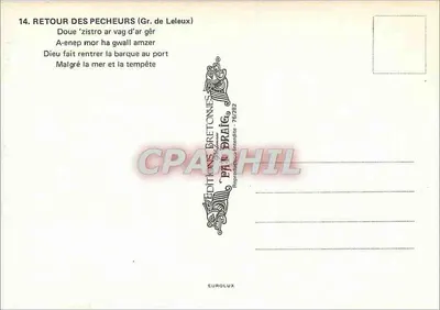 Retorno dos pescadores — Gravura de Gr. de Leleux — Edições Bretonas, Paris — Verso
