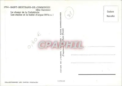 Saint-Bertrand-de-Comminges — Chór katedry, ławy i organy (XVI w.) — Wydawnictwo Europy — Rewers