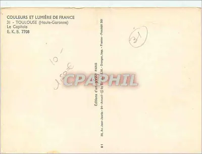 O Capitólio — Toulouse (Haute-Garonne) — Edições Jean-Yvor — Verso