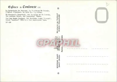 Toulouse — Igrejas — Edições Dart-Simon — Verso