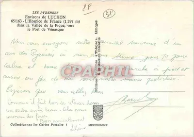 Okręgi Luchon — L’Hospice de France (1 397 m) w dolinie Pique, w pobliżu Port de Vénasque — Wydawnictwo L'Imagoge — Rewers