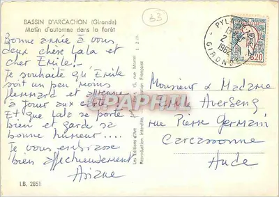 Bassin d'Arcachon (Gironde) — Jutrzenka jesieni w lesie — Les Éditions d'Art, Paryż — Rewers