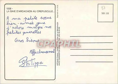 De Baai van Arcachon — bij zonsondergang — Artaud Frères, n°1008 — Achterkant