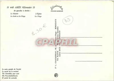 Arès (Gironde) — Lembrança de Arès — Editor Élèce — Verso