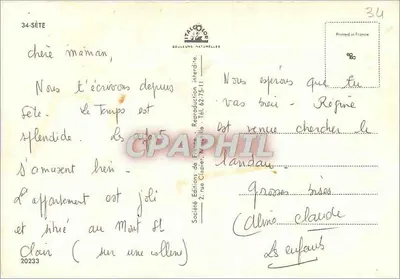 Vista da cidade de Sète — editor TALCOHOP COULEURS NATURELLES, n°34 — Verso