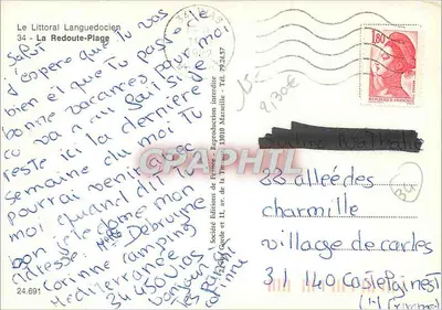 La Redoute-Plage — vista aérea, praia e barco — editora Société Éditions de France — Verso