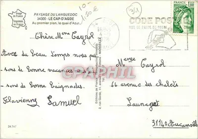 O Cap d'Agde — Quai d'Azur — Éditions de France, Imprimerie Interdite — Verso