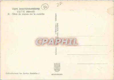 Costa Mediterrânea — Sete (Hérault) — Efeitos de ondas na corniche — Edições Théojac — Verso