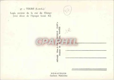 Tours - Stare domy ulicy Change — dekor Louisa XI — Wydawnictwo Gaby, Nantes — Rewers