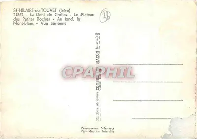 St-Hilaire-du-Touvet (Isère) — La Dent de Crolles — Vista aerea — Edizioni Aeree Combiér, Macon — Verso