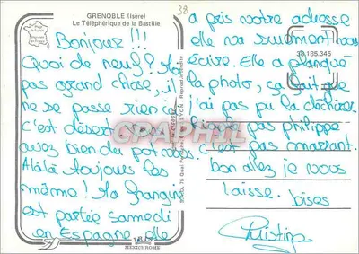 Grenoble — widok panoramiczny z teleferykiem i górami — wydawca Mexichrome, nr 38 — Rewers