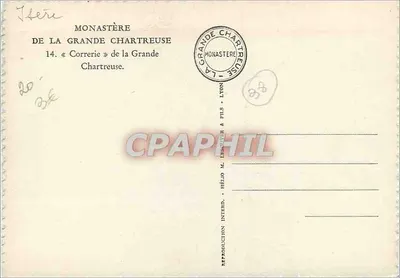 Mosteiro da Grande Chartreuse — Correrie — Editor M. Desquer & Fils, Lyon — Verso