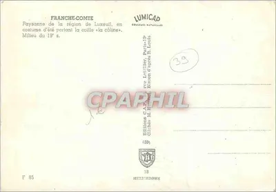 Francia-Comté — Donna contadina in abito estivo — Edizioni C.A.P.H.I.L. — Verso