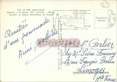 Le Puy (Haute-Loire) — Chapelle Saint-Michel et Statue Notre-Dame de France — Édit du LYS — Verso