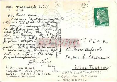 A Praia em Piriac-sur-Mer — editor Euronlux, n° 4562 — Verso