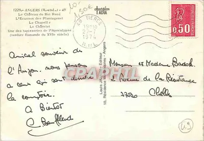 Angers — Zamek, Kaplica, Tkaniny — Wydawca Louis Jannin — Rewers