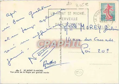 Le Mont-Saint-Michel — Vue prise de la Digue par grande marée — Cie des Arts Photographiques, 44, rue Lefebvre, Paris — Verso