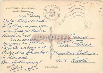 Les Allées Gambetta — Clichy-sous-Bois — editor ABEILLE-CARTES, n°203 — Verso