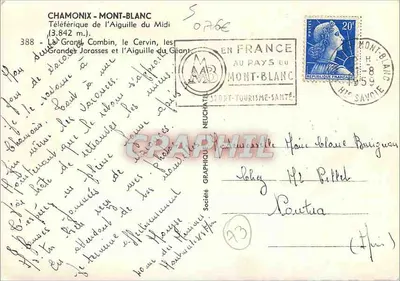 Chamonix - Mont-Blanc — Teleférico da Aiguille du Midi (3.842 m.) — Sociedade Gráfica Neuchâtel — Verso