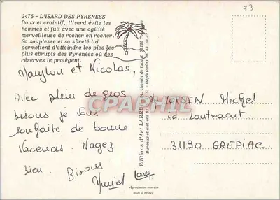 O isard dos Pirineus — Edições de Arte Larrey, n° 73 — Verso