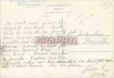 चांबोट के रेस्तरां के बalcony — सेंट-जर्मेन-लेस-बाटोन (सैवोय) — प्रकाशक 'ला चांबोट' — पीछे
