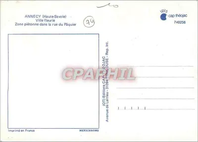 Annecy (Alta Savoia) — Zona pedonale nella rue du Pâquier — Edizioni Larrieu, n° 740256 — Verso