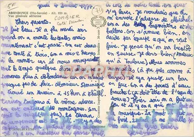 Abondance (Haute-Savoie) — Vista geral aérea — Combier, editor C.P.A.R.H.I.T.E. — Verso