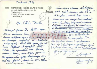 Massif du Mont Blanc — widok z Trelechamp — Cliché Gay Coutlet — Rewers