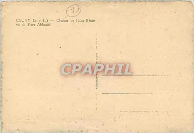 Cluny (S.-et-L.) — Campanario de l'Eau-Bénite visto desde el Parque Abacial — Editor Héloïse Magon — Reverso