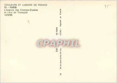 Champs-Élysées — Aleja Champs-Élysées i Arc de Triomphe — Wyd. D.E.M. nr 10/5766 — Rewers