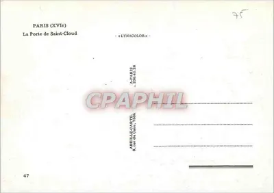Paryż (XVI) - Brama Świętego Chmiele — wydawca Abeille-Carte, nr 47 — Rewers