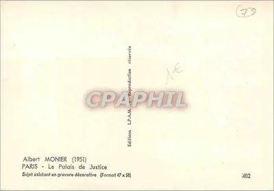 Paris - O Palácio de Justiça — Albert Monier (1951) — Edições L.P.A.M. — Verso