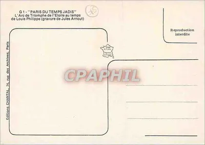 Arc de Triomphe — Louis Philippe — rysunek Julesa Arnouta — Wydawnictwo Chantal — Rewers